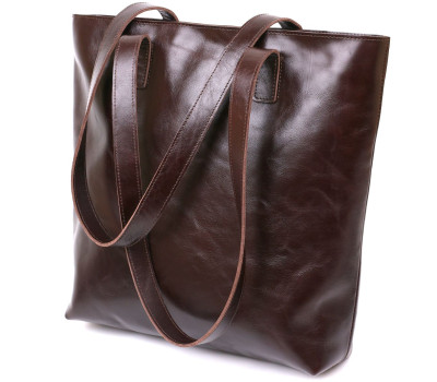 Шкіряна жіноча сумка-шоппер Shvigel 16370 Коричневий