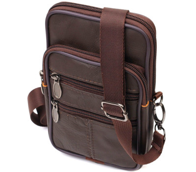 Сумка чоловіча на пояс із натуральної шкіри 21482 Vintage Коричнева