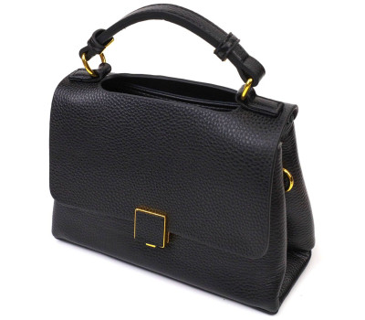 Жіноча стильна сумка з натуральної шкіри 22074 Vintage Чорна