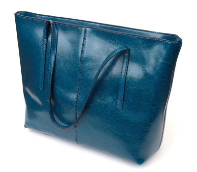 Красива сумка шоппер із натуральної шкіри 22075 Vintage Бірюзова