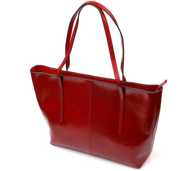 Містка сумка шоппер із натуральної шкіри 22076 Vintage Бордова