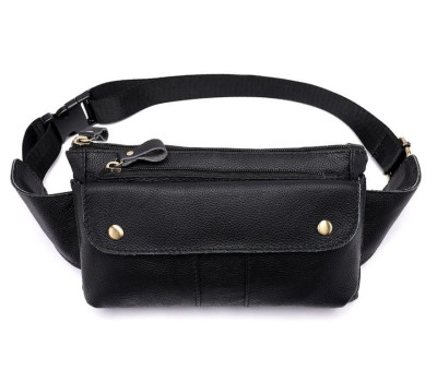 Бананка шкіряна Vintage 14809 Чорна