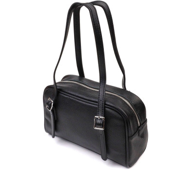 Цікава сумка-клатч зі знімними ручками з натуральної шкіри 22078 Vintage Чорна