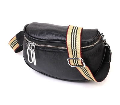 Напівкругла сумка через плече з натуральної шкіри 22079 Vintage Чорна