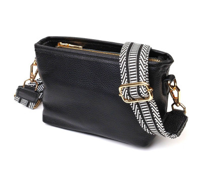 Невелика сумка на плече з натуральної шкіри 22080 Vintage Чорна