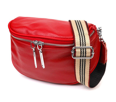 Жіноча напівкругла сумка через плече з натуральної шкіри 22081 Vintage Червона