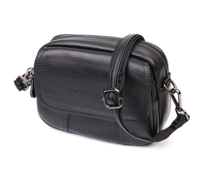 Каркасна сумка жіноча з натуральної шкіри 22083 Vintage Чорна