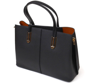 Стильна сумка для ділової жінки з натуральної шкіри 22085 Vintage Чорна