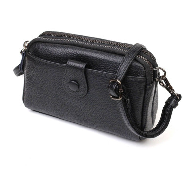 Цікава сумка-клатч у стильному дизайні з натуральної шкіри 22086 Vintage Чорна