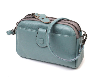 Модна сумка-клатч у стильному дизайні з натуральної шкіри 22087 Vintage Сіро-блакитна