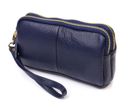 Компактний жіночий клатч на два відділення з натуральної шкіри 22089 Vintage Синій