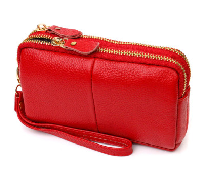 Стильний жіночий клатч на два відділення з натуральної шкіри 22090 Vintage Червоний