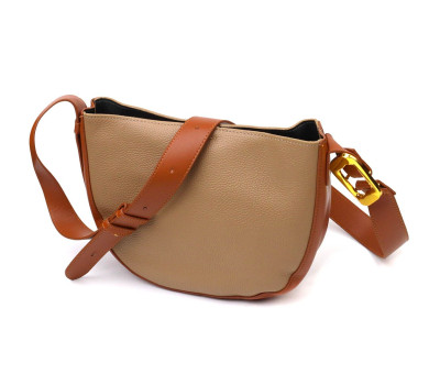 Напівкругла сумка крос-боді з натуральної шкіри 22092 Vintage Бежева