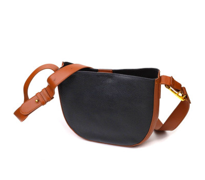 Женская полукруглая сумка кросс-боди из натуральной кожи 22093 Vintage Черная