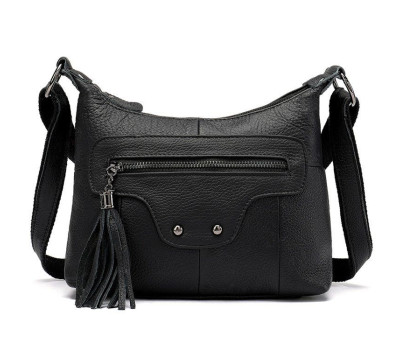 Сумка женская кожаная на 2 отделения Vintage 20050 Черная