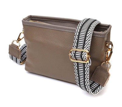 Компактна сумка на плече з натуральної шкіри 22098 Vintage Сіра