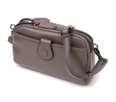 Сумка-клатч у стильному дизайні з натуральної шкіри 22099 Vintage Сіра