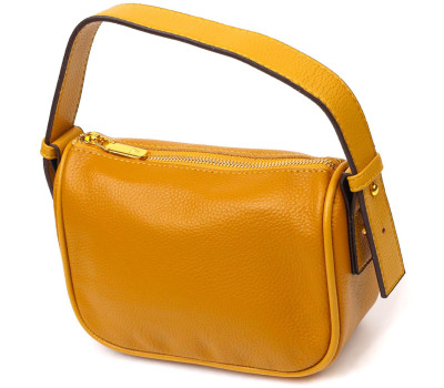 Красива сумка на плече крос-боді з натуральної шкіри 22100 Vintage Жовта