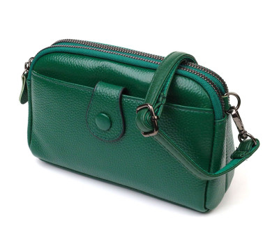 Сумка-клатч в оригінальному дизайні з натуральної шкіри 22101 Vintage Зелена