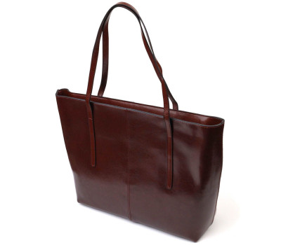 Практична сумка шоппер із натуральної шкіри 22103 Vintage Коричнева