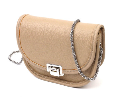 Вечерняя красивая сумка на цепочке из натуральной кожи 22108 Vintage Бежевая
