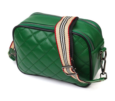 Жіноча прямокутна сумка крос-боді з натуральної шкіри 22113 Vintage Зелена