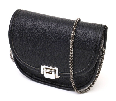 Стильна вечірня сумка на ланцюжку з натуральної шкіри 22118 Vintage Чорна