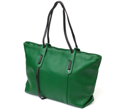 Сумка містка для жінок з натуральної шкіри 22119 Vintage Зелена