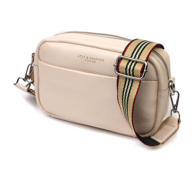 Відмінна жіноча сумка на плече з натуральної шкіри 22121 Vintage Біла