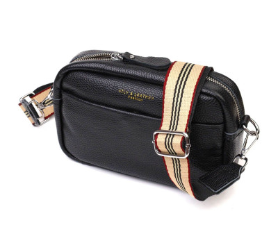 Відмінна сумка жіноча на плече з натуральної шкіри 22123 Vintage Чорна