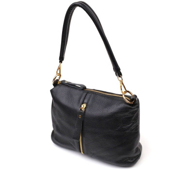 Цікава сумка через плече з натуральної шкіри 22135 Vintage Чорна