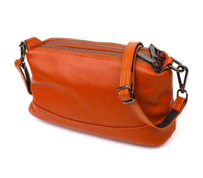 Чудова сумка на три відділення з натуральної шкіри 22138 Vintage Руда