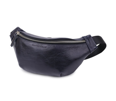 Кожаная бананка унисекс GRANDE PELLE 11569 Синяя