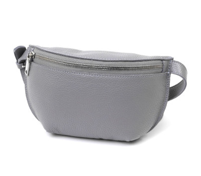 Оригінальна жіноча бананка із натуральної шкіри Shvigel 16379 Сірий