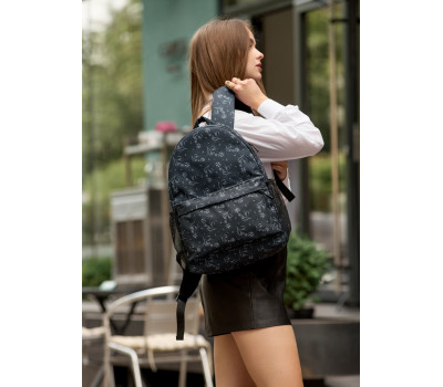Жіночий рюкзак Sambag Brix PJT  чорний тканевий принт