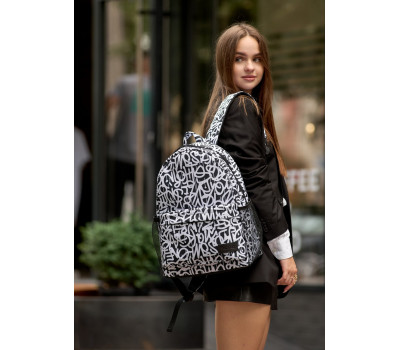 Жіночий рюкзак Sambag Brix PJT белый с принтом "Graphity"
