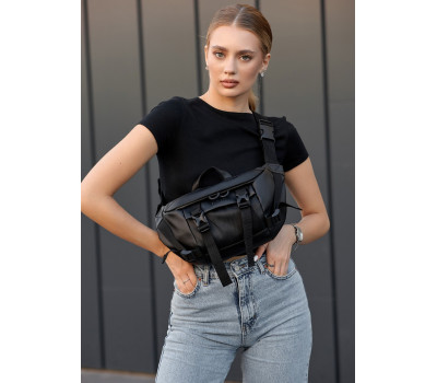 Большая женская сумка бананка Sambag DynamicDart черная