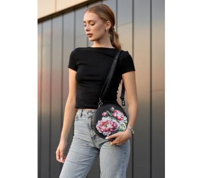 Жіноча кругла сумка Sambag Bale  MZN Принт "Flower"