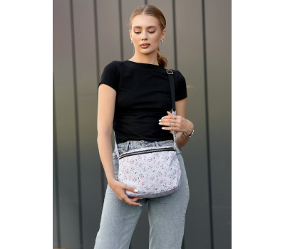 Женская сумка Sambag Milano белая с  цветочным принтом