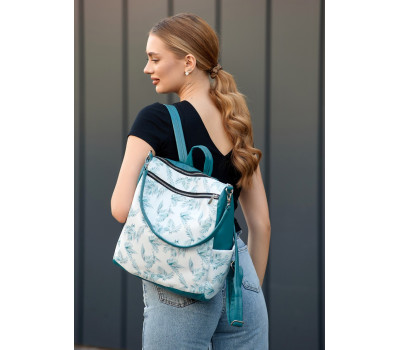 Женский рюкзак-сумка  Sambag Trinity  мурена с принтом "Palm"