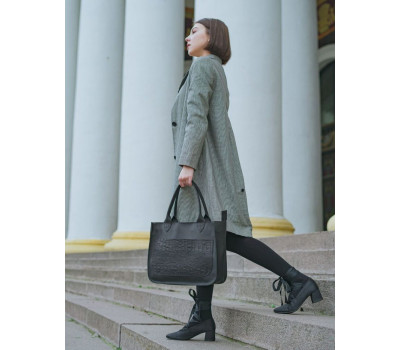 Жіноча шкіряна сумка Перфекто Чорний Крокодил Dekey (6418)