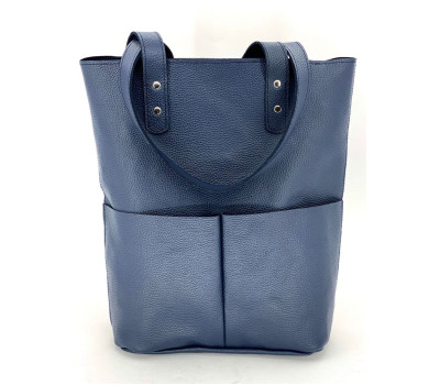 Жіноча шкіряна сумка Шопер Синій Dekey (9397)