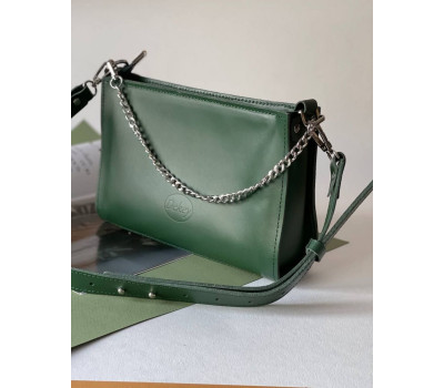 Жіноча шкіряна сумка Багет Зелений Dekey (9085)