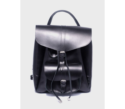 Жіночий шкіряний рюкзак Чорний Глянец Dekey (6488)