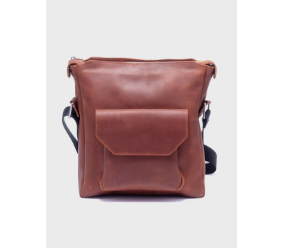 Шкіряна сумка-планшет Большой Коньяк Унісекс Dekey (6597)