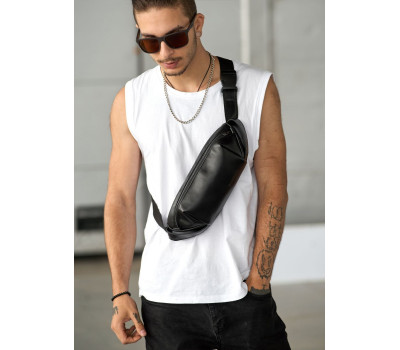 Чоловіча шкіряна сумка на пояс бананка Sambag Holster MSH чорна