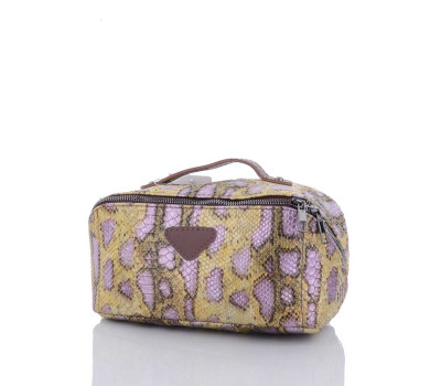 Жіноча косметичка «Паула» золота з розовим рептілія WeLassie