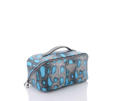 Жіноча косметичка «Паула» металік з блакитним рептілія WeLassie
