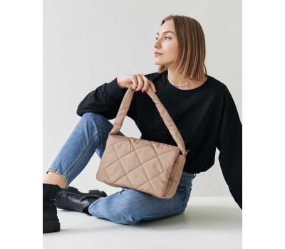 Сумка жіноча нейлонова «Лола» бежеві кубики WeLassie