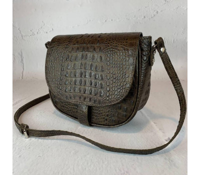 Умка жіноча "Ріміні" натуральна шкіра, коричнева з тисненням під крокодила